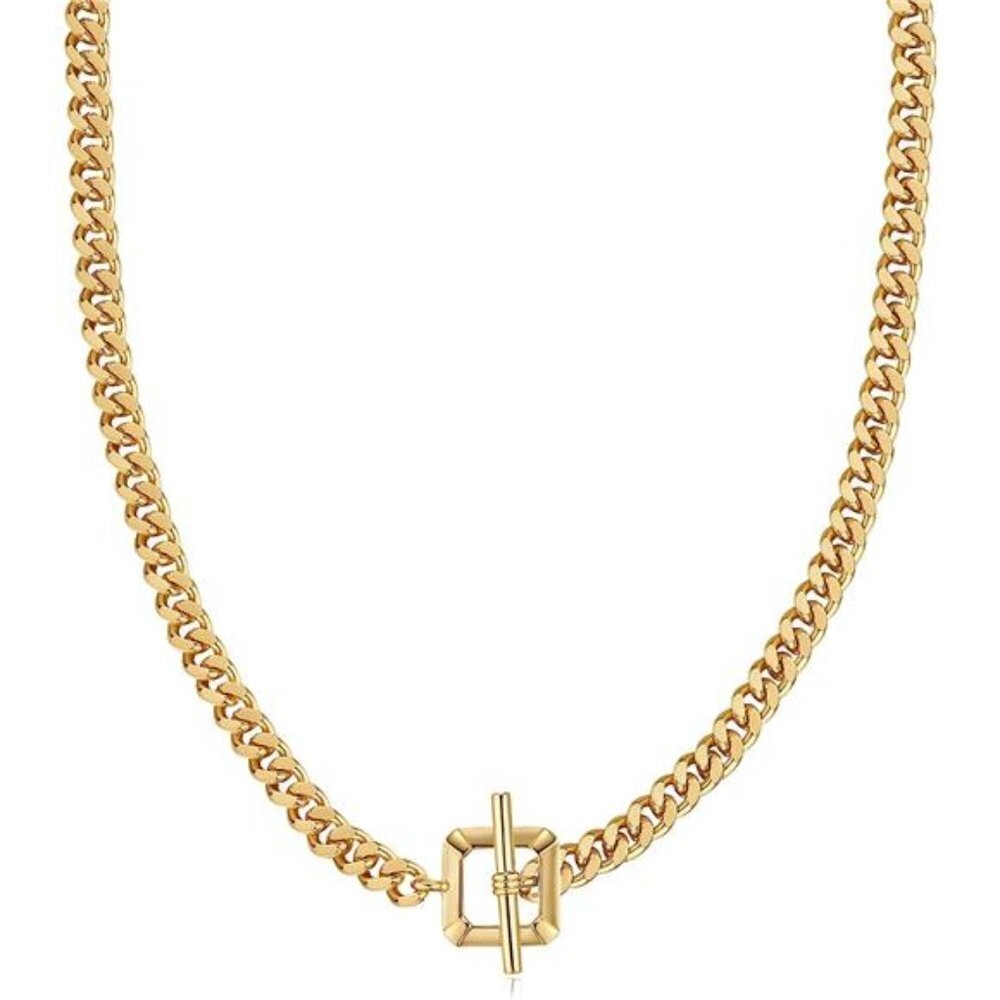 Gold Plated T-Chain Choker Necklace for Women